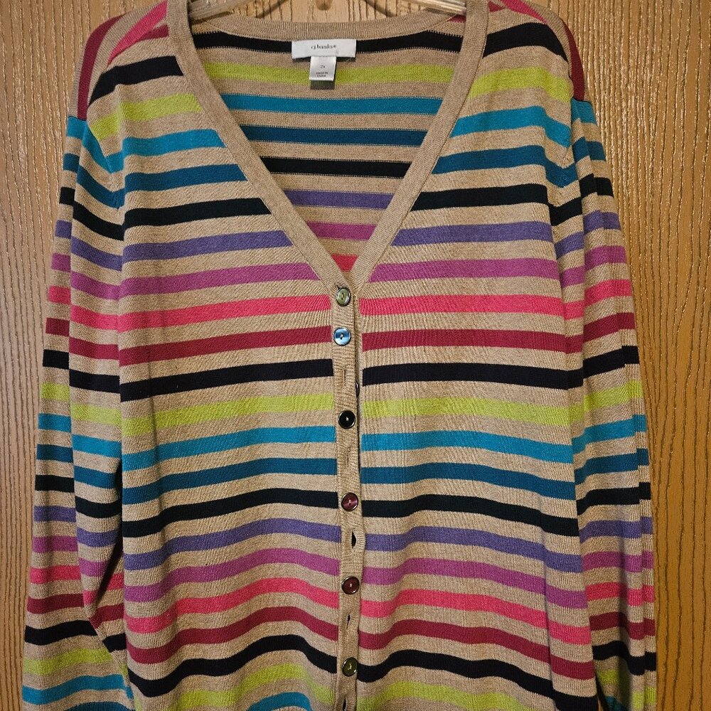 CJ Banks striped button-up cardigan, size 2X